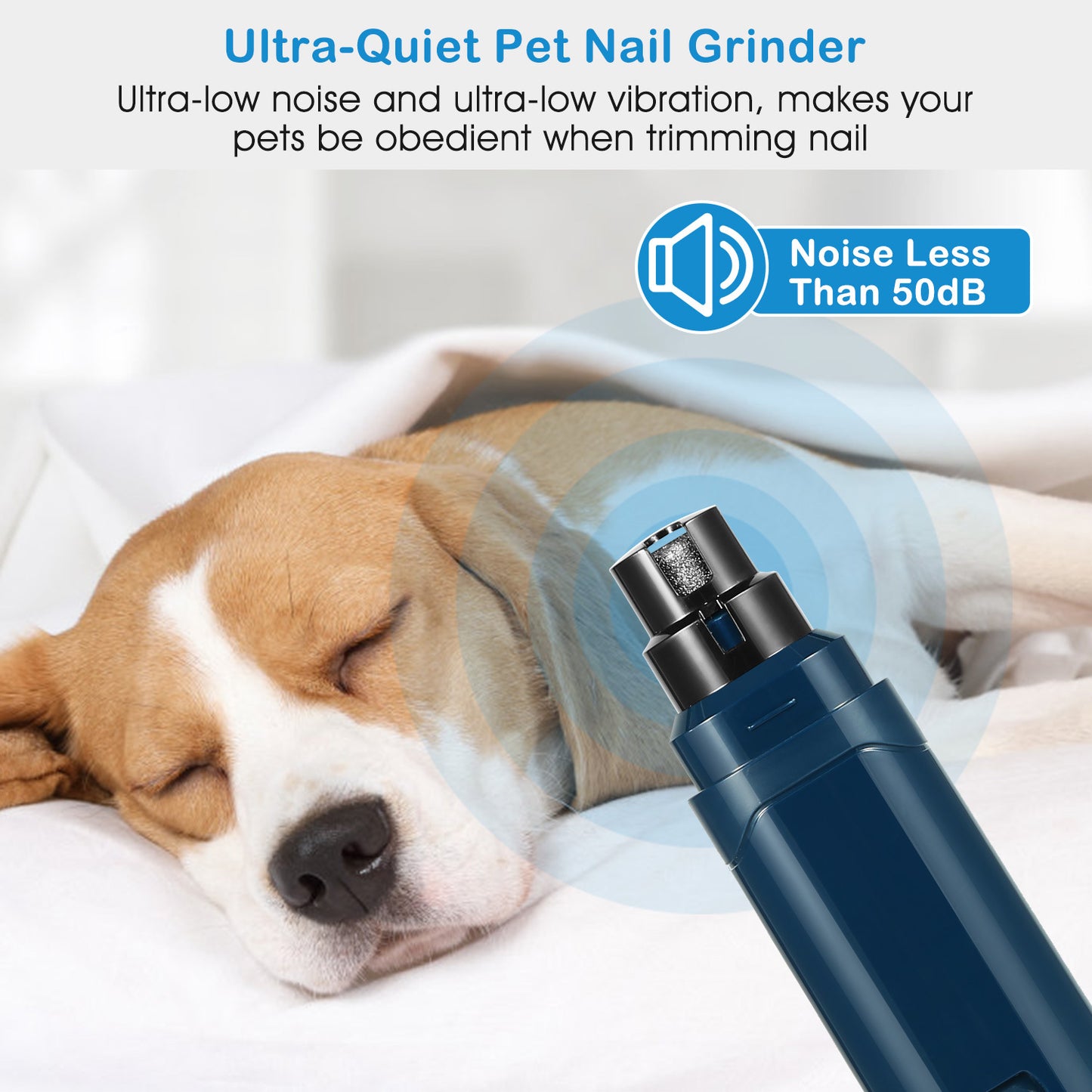Nail Grinder 2 Speeds Quiet USB Rechargeable Pet Nail Grinder Professional Pet Nail Trimmer Cordless Paws Grooming & Smoothing Claw Care For Small Medium Large Dogs & Cats
